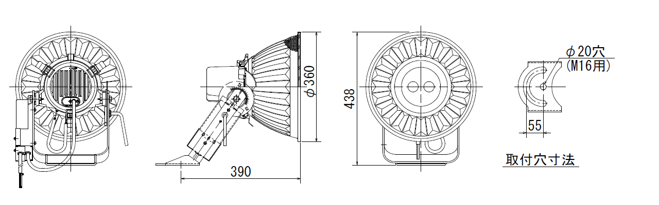 高出力形LED投光器（屋外用） 水銀灯300～400W級相当 |鉄道施設照明